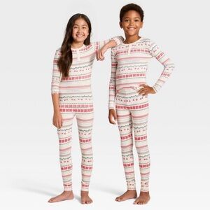 Kids' "Let it Snow" Fair Isle Cozy Pajama Set - Wondershop™ Cream Size 6